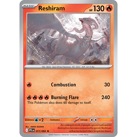 Reshiram 017/094 Rare Holo  Ingles