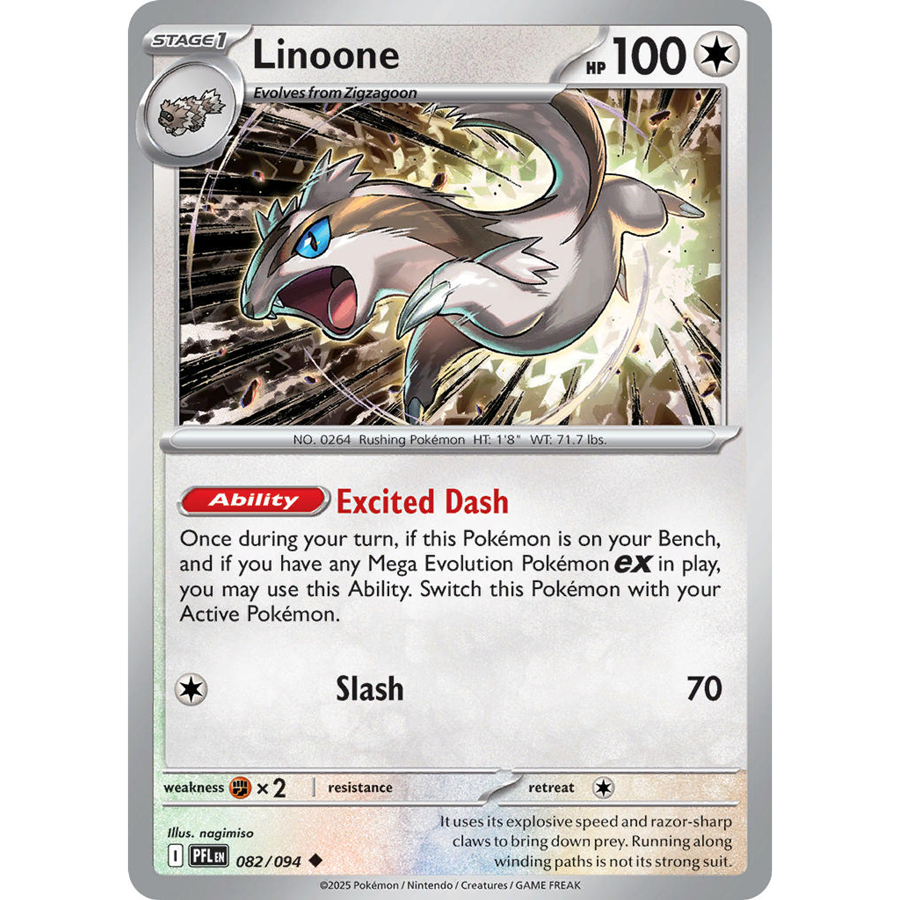 Linoone 082/094 Uncommon Reverse Holo  Ingles