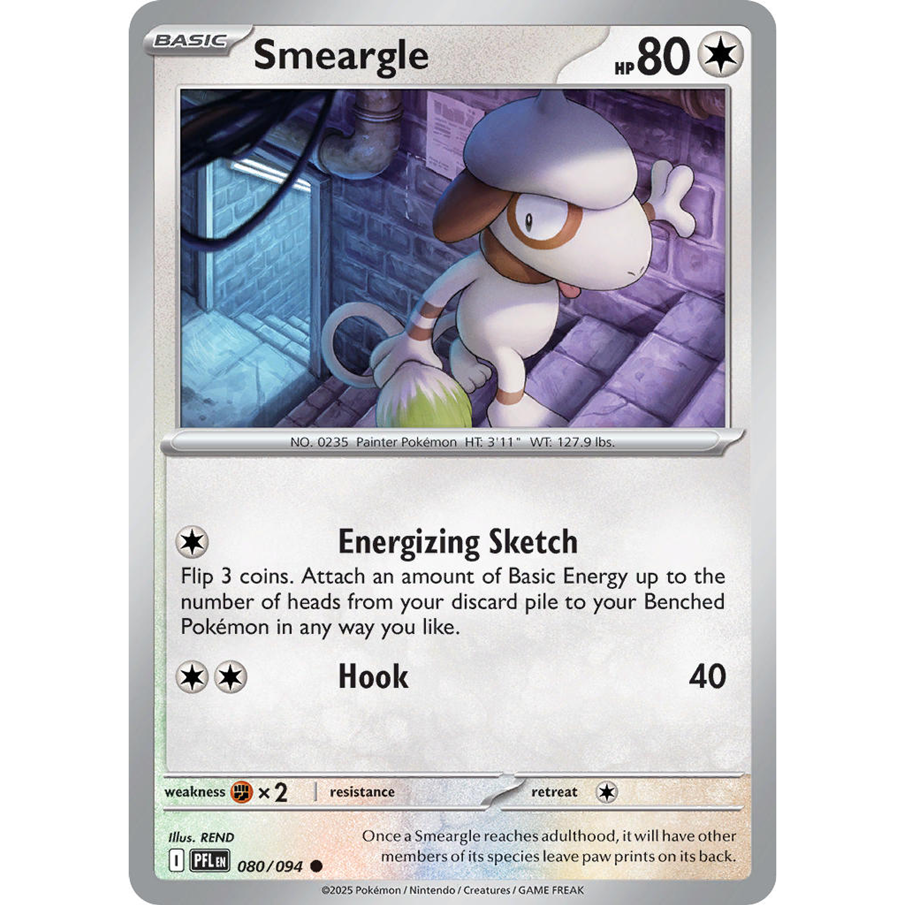 Smeargle 080/094 Common Reverse Holo  Ingles