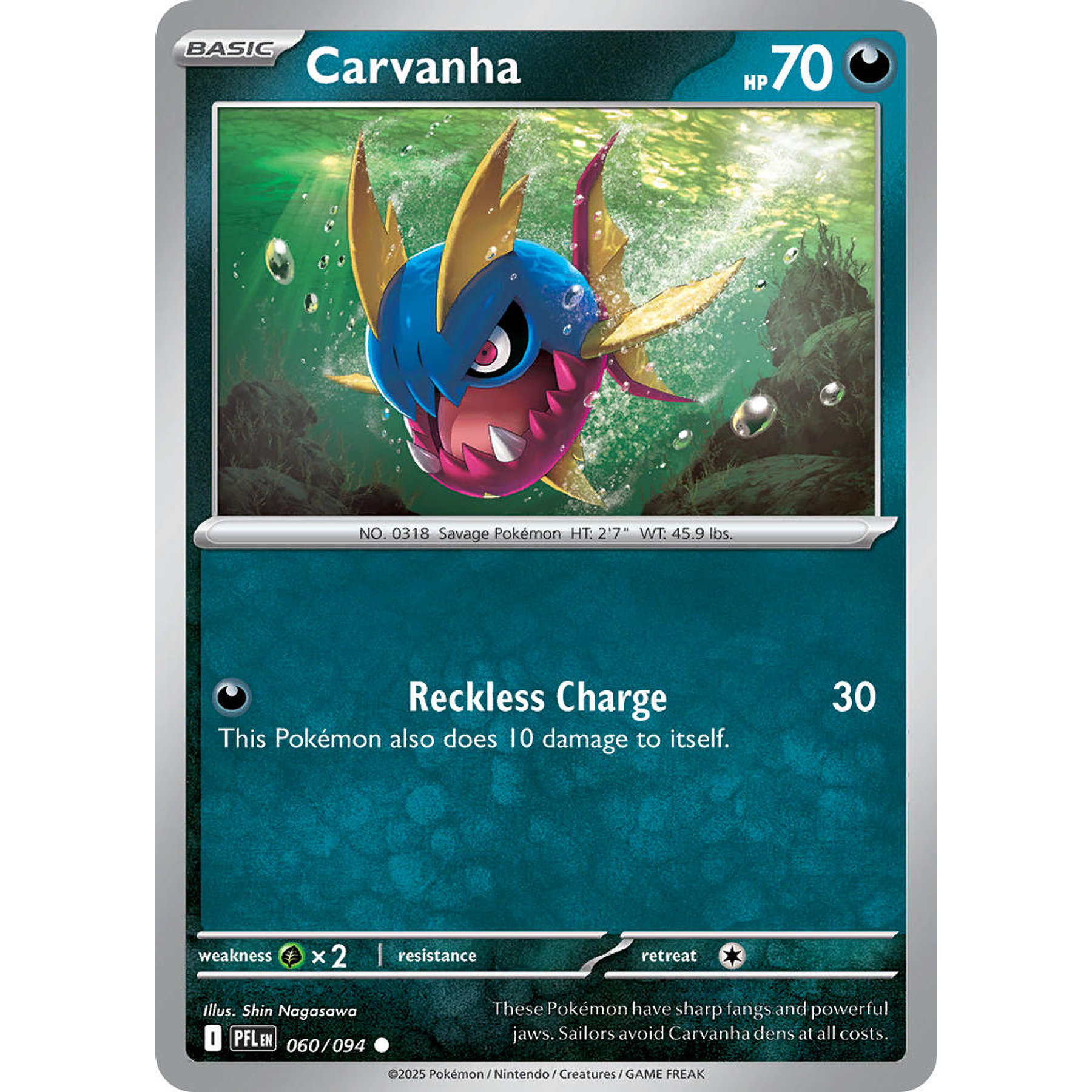 Carvanha 060/094 Common Reverse Holo Ingles