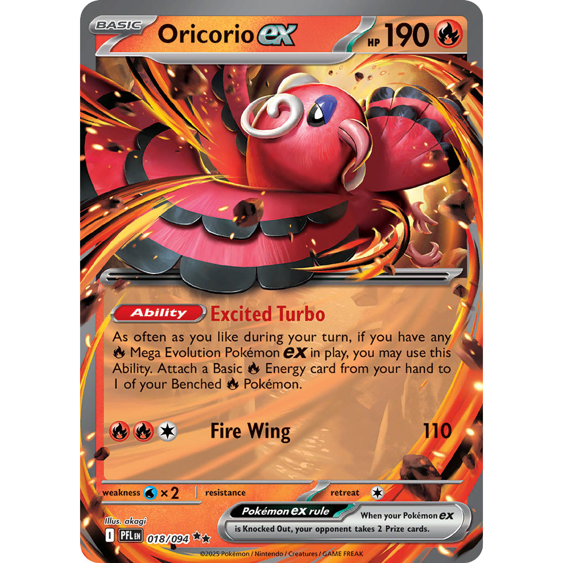 Oricorio Ex 018/094 Ultra Rare  Ingles