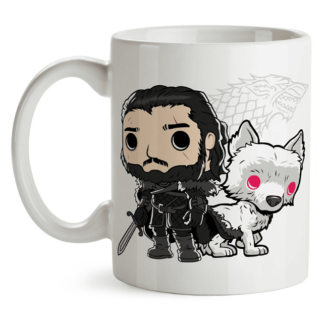 Mug Jon Snow Y Ghost Game Of Thrones Tipo Pop