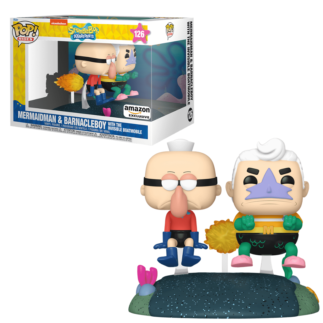 Mermaidman & Barnacleboy With The Invisible Boatmobile Funko Pop SpongeBob SquarePants 126 Amazon 1