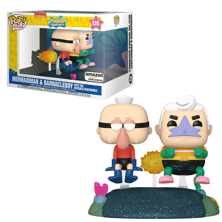Mermaidman & Barnacleboy With The Invisible Boatmobile Funko Pop SpongeBob SquarePants 126 Amazon 1
