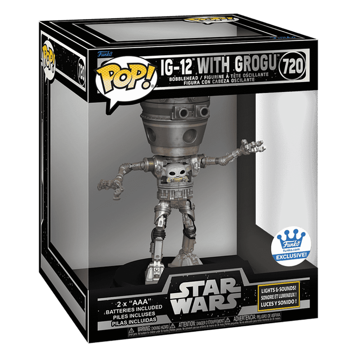 IG-12 With Grogu Funko Pop Star Wars 720 Funko Shop Lights & Sounds 4
