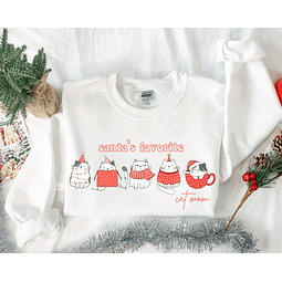 Polera Santa’s Favorite Cat Mom