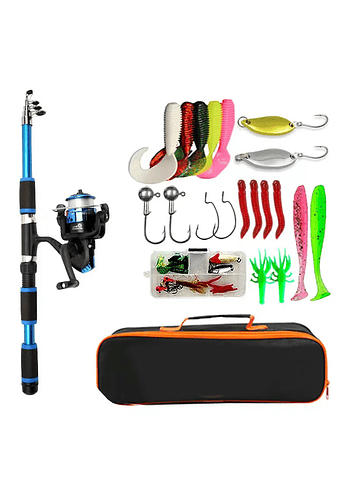 kit de pesca , con caña telescopica y accesorios.