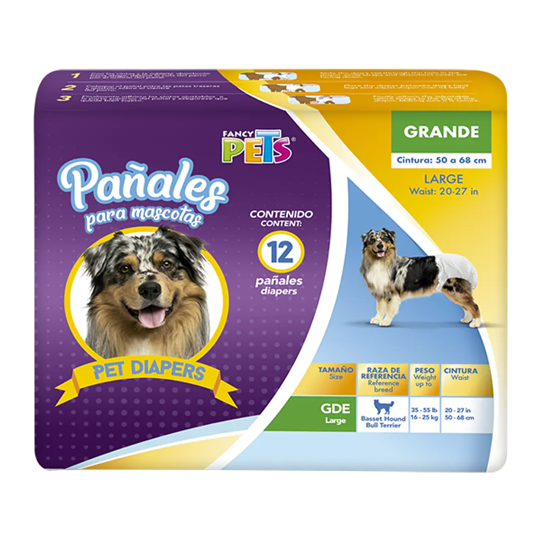 PAÑALES GDE P/PERRO - 12 PZ 1