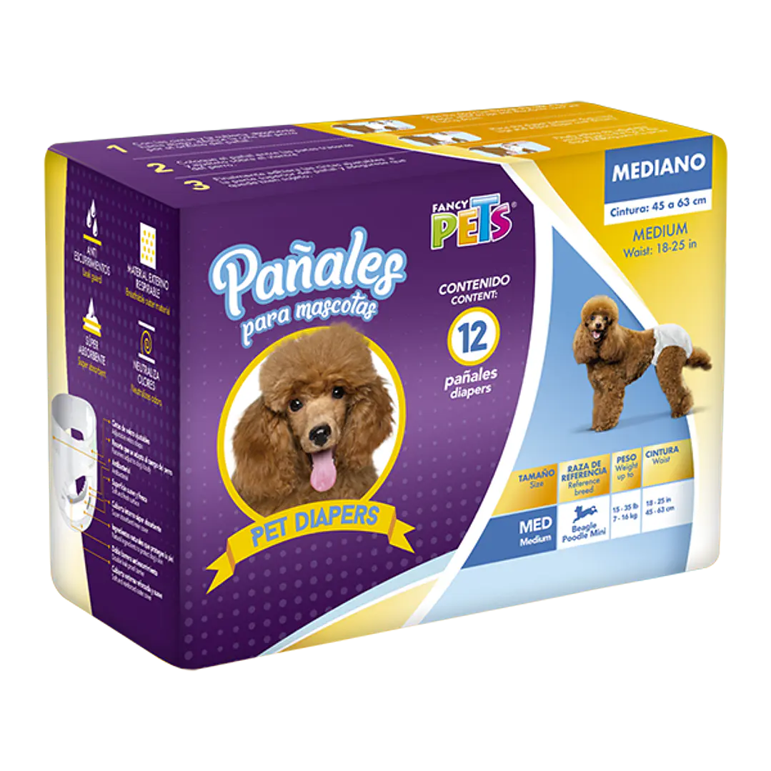PAÑAL MED P/PERRO - 12 PZ 1