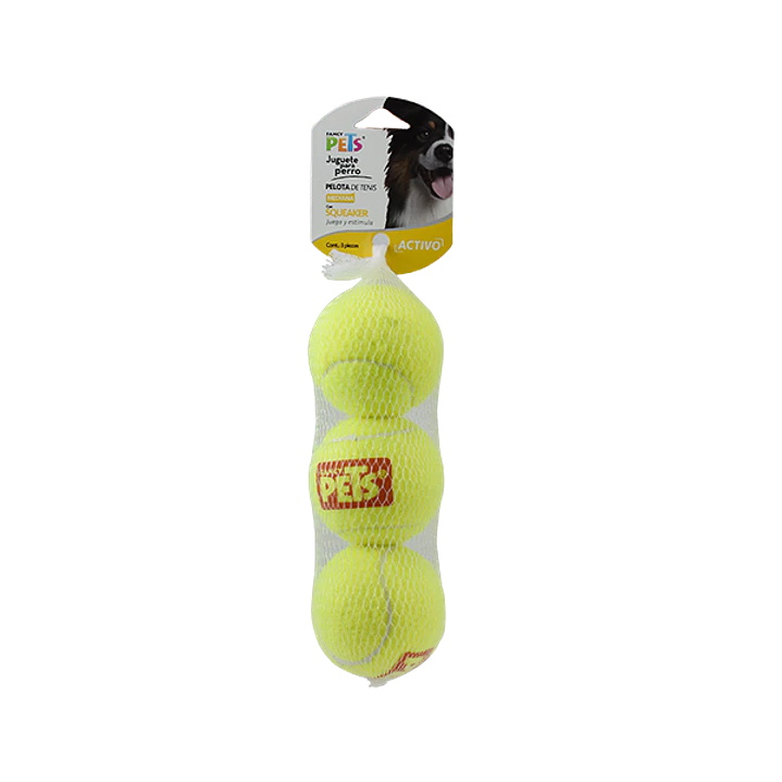 JUGUETE PELOTA MED DE TENIS C/SQUEAKER - 3 PZ 1