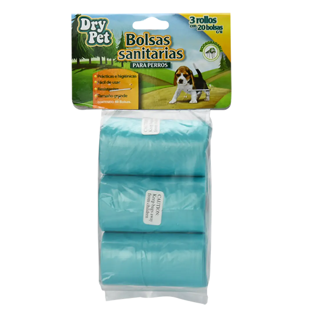 BOLSAS SANITARIAS (3 ROLLOS) DRY PET - 60 PZ 1
