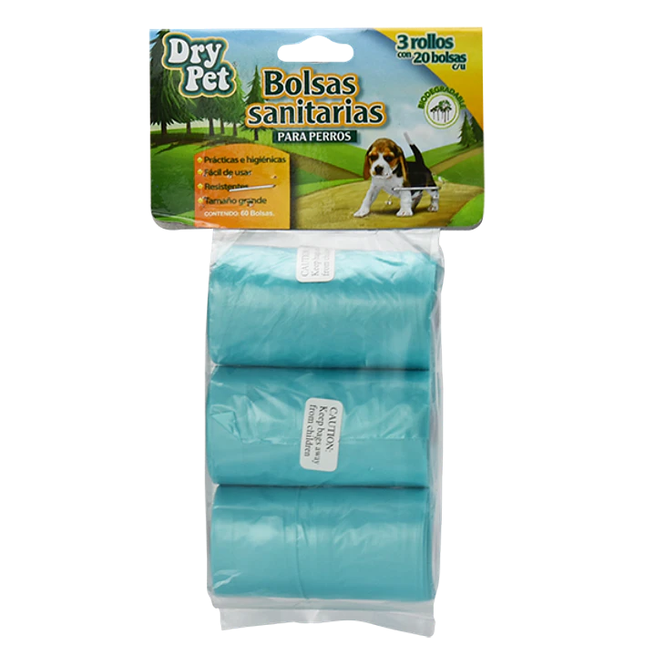 BOLSAS SANITARIAS (3 ROLLOS) DRY PET - 60 PZ 1