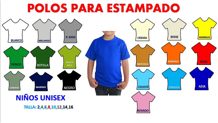 POLOS PARA ESTAMPADO NIÑOS UNISEX 1