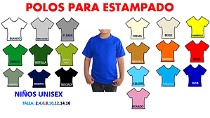 POLOS PARA ESTAMPADO NIÑOS UNISEX