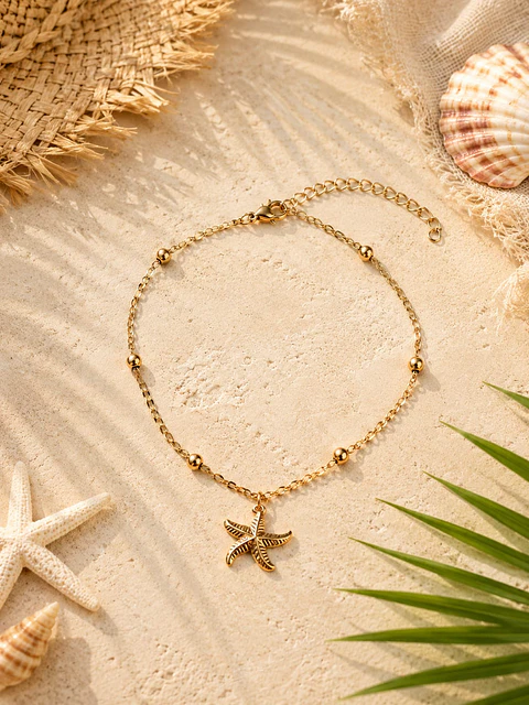 Pulseira de Tornozelo Estrela Dourada