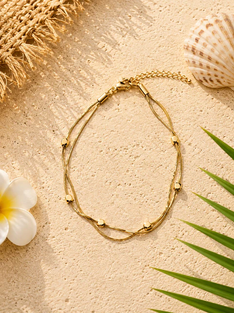 Pulseira de Tornozelo Areia Dourada