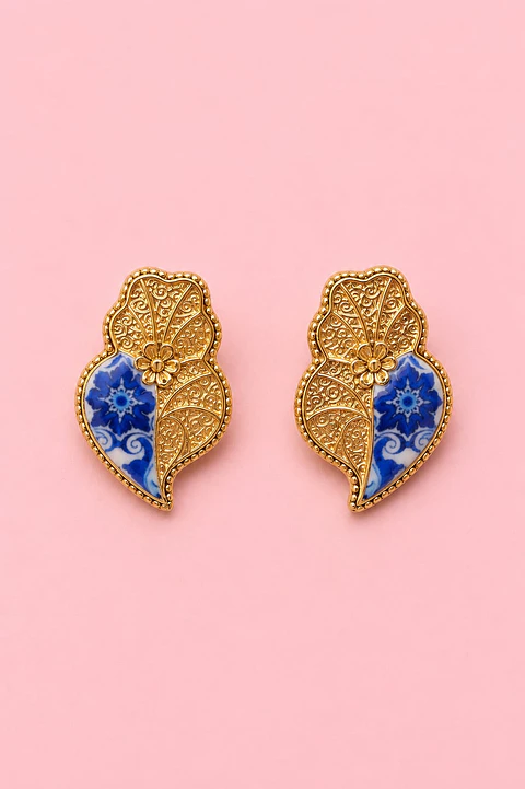 Brincos Azulejo Dourado