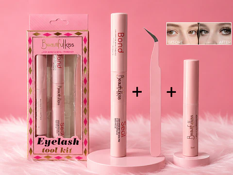 Kit para Pestañas Beautiful Kiss Bond & Seal + Remover + Pinza