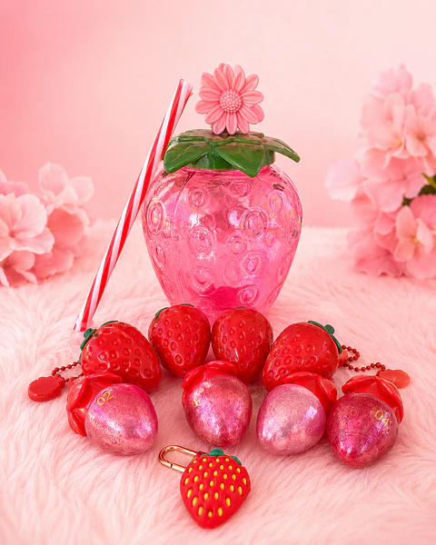Set Vaso con Maquillaje de Frutilla