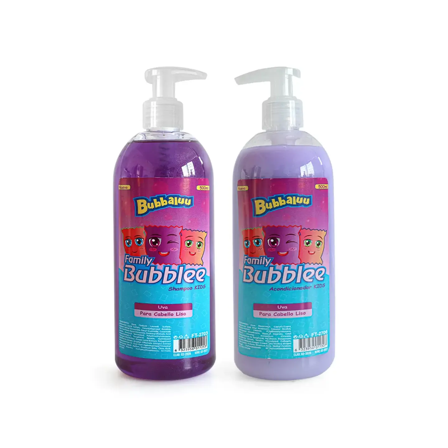 Set Shampoo + Acondicionador Bubbaluu Kids Uva para Cabello Liso 1
