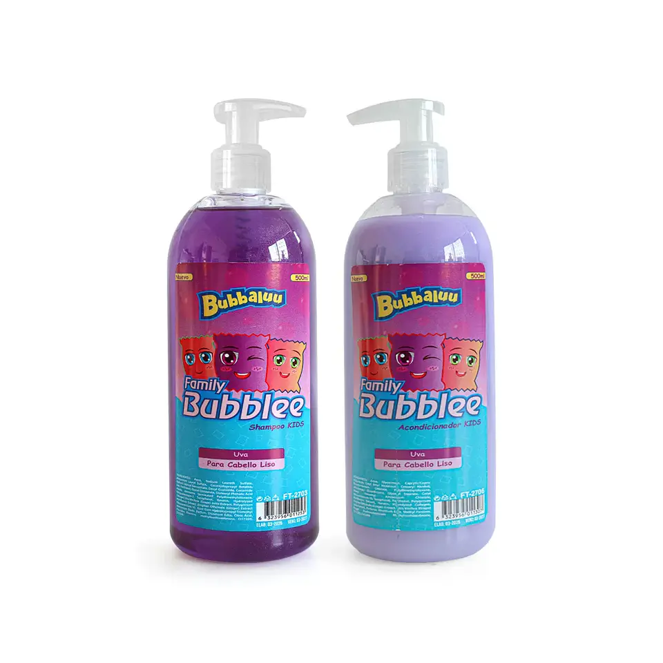 Set Shampoo + Acondicionador Bubbaluu Kids Uva para Cabello Liso 1