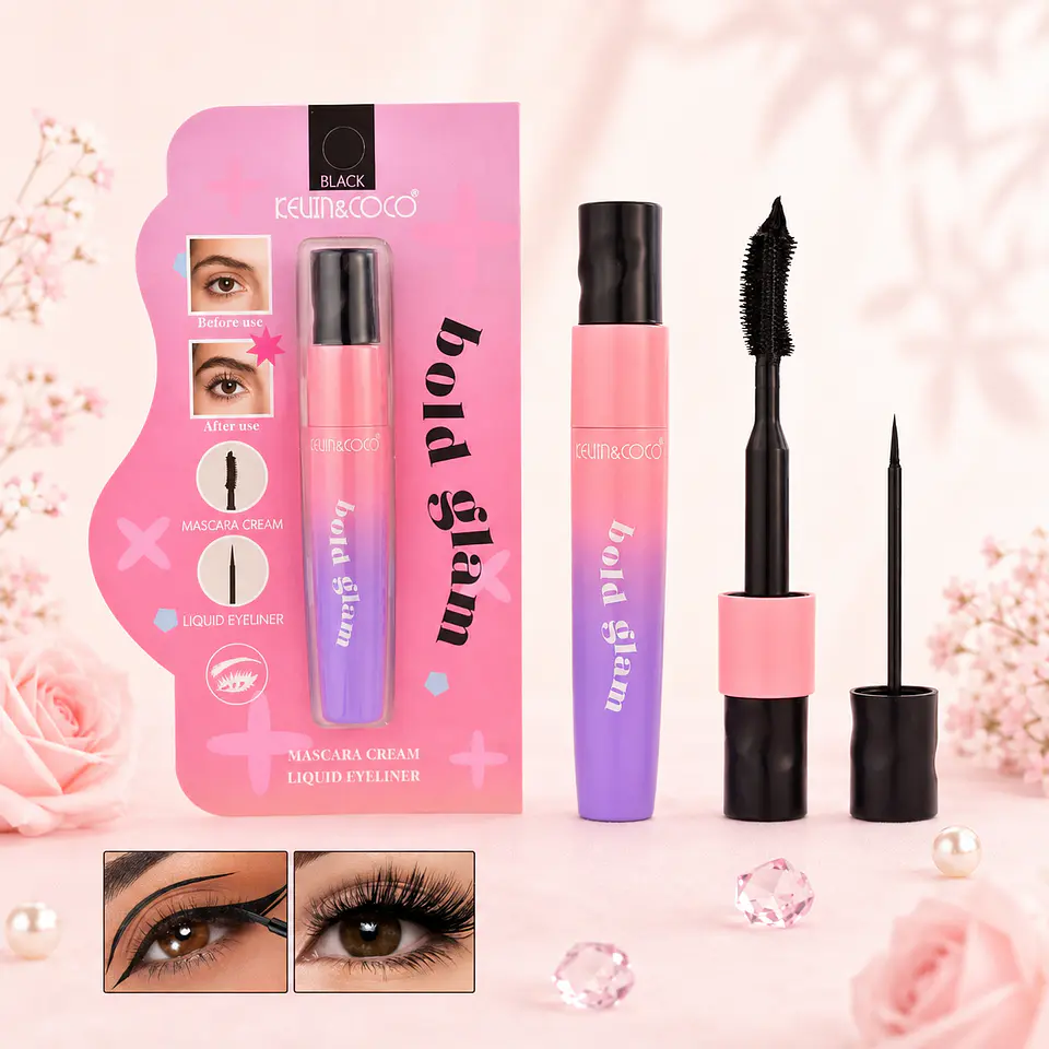 Máscara de Pestañas + Delineador Líquido Kevin & Coco 2 en 1 Bold Glam 2