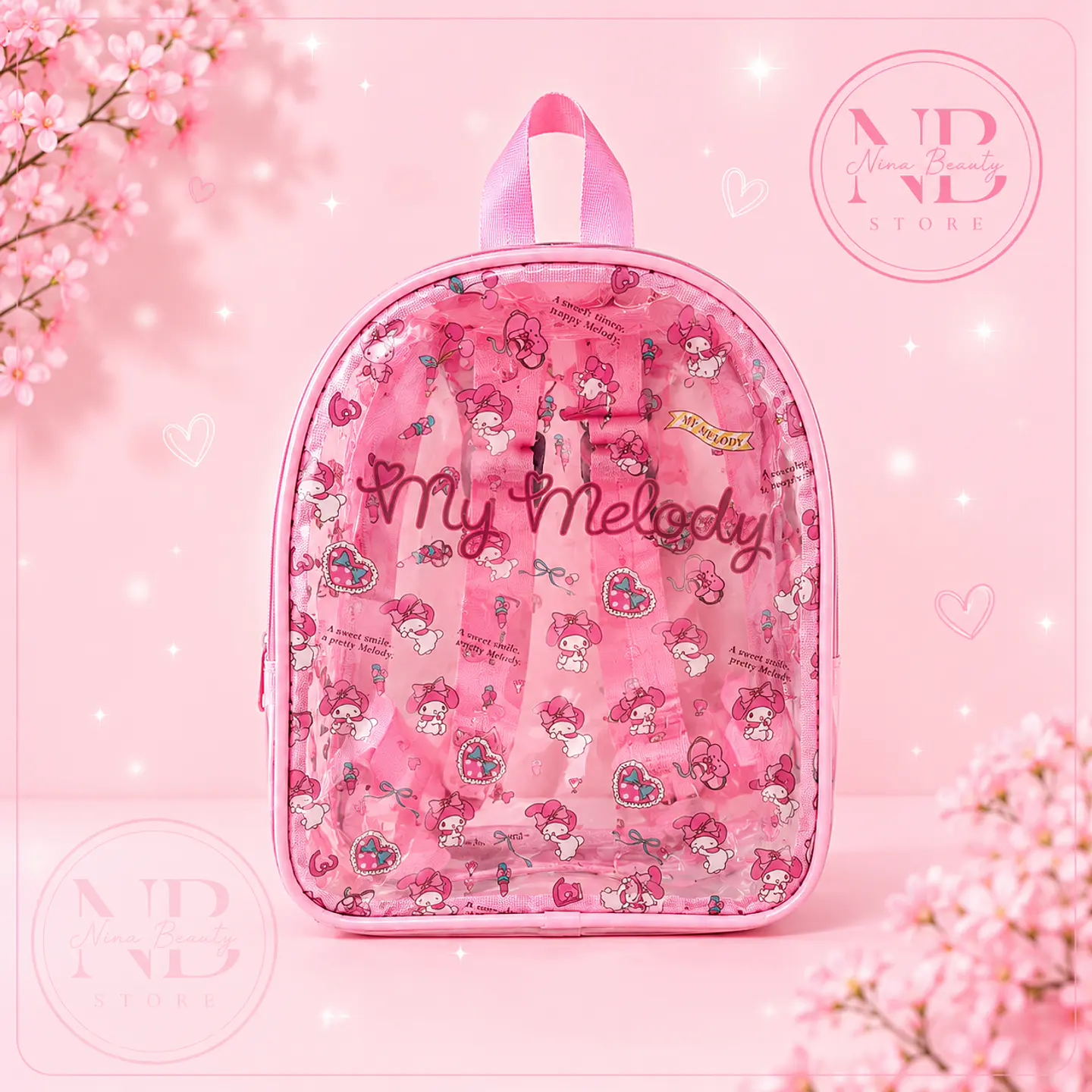 Mochila Transparente Kawaii – Kuromi, My Melody, Hello Kitty y Cinnamoroll 3