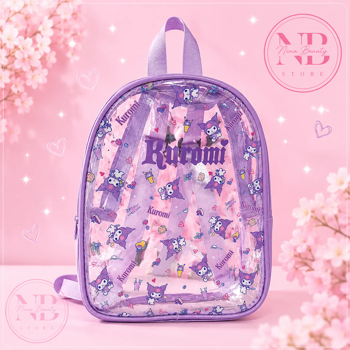 Mochila Transparente Kawaii – Kuromi, My Melody, Hello Kitty y Cinnamoroll 6