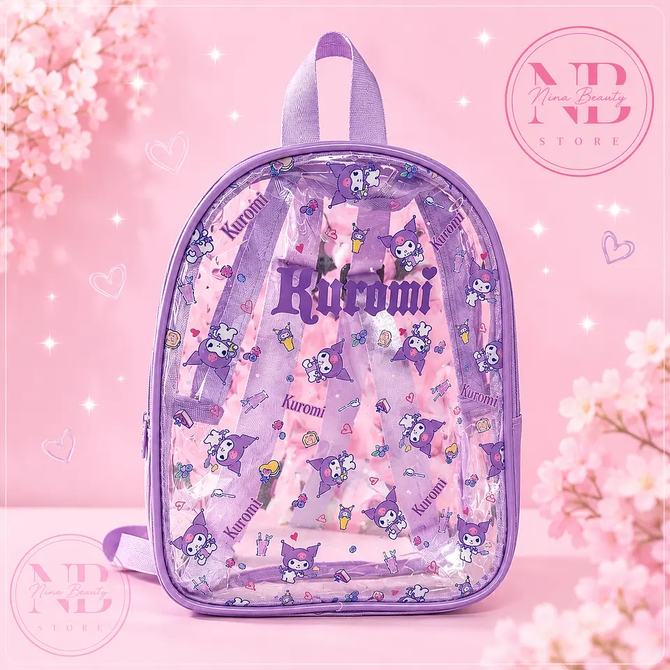 Mochila Transparente Kawaii – Kuromi, My Melody, Hello Kitty y Cinnamoroll 6
