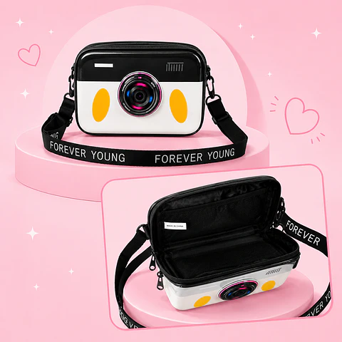 Bandolera Kawaii en Forma de Cámara