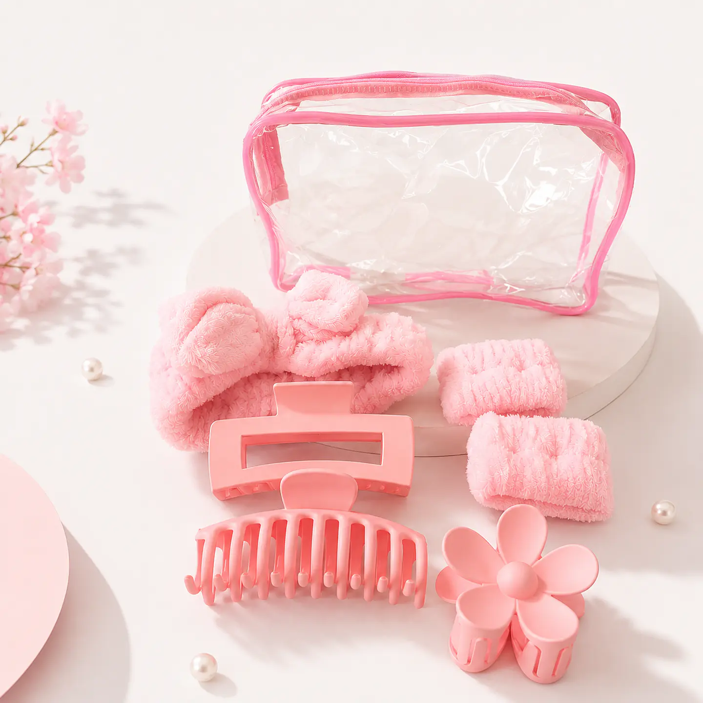Set Spa Skincare 7 Piezas con Cintillo, Muñequeras, Pinzas y Cosmetiquero 3