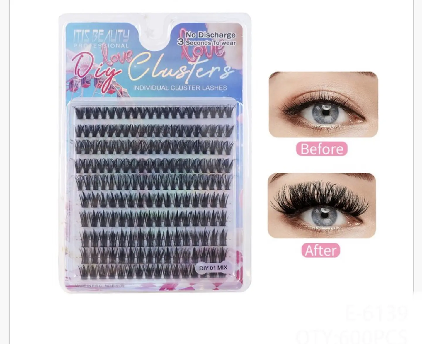 Pestañas por Punto DIY Clusters 01 MIX – Efecto Volumen Natural 1