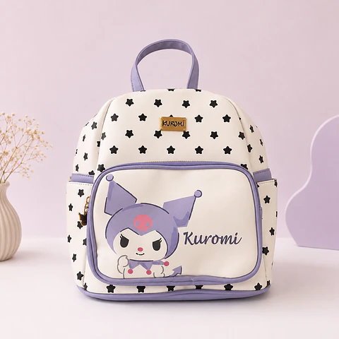 Mochila Kuromi Blanca y Lila de Ecocuero – Licencia Sanrio