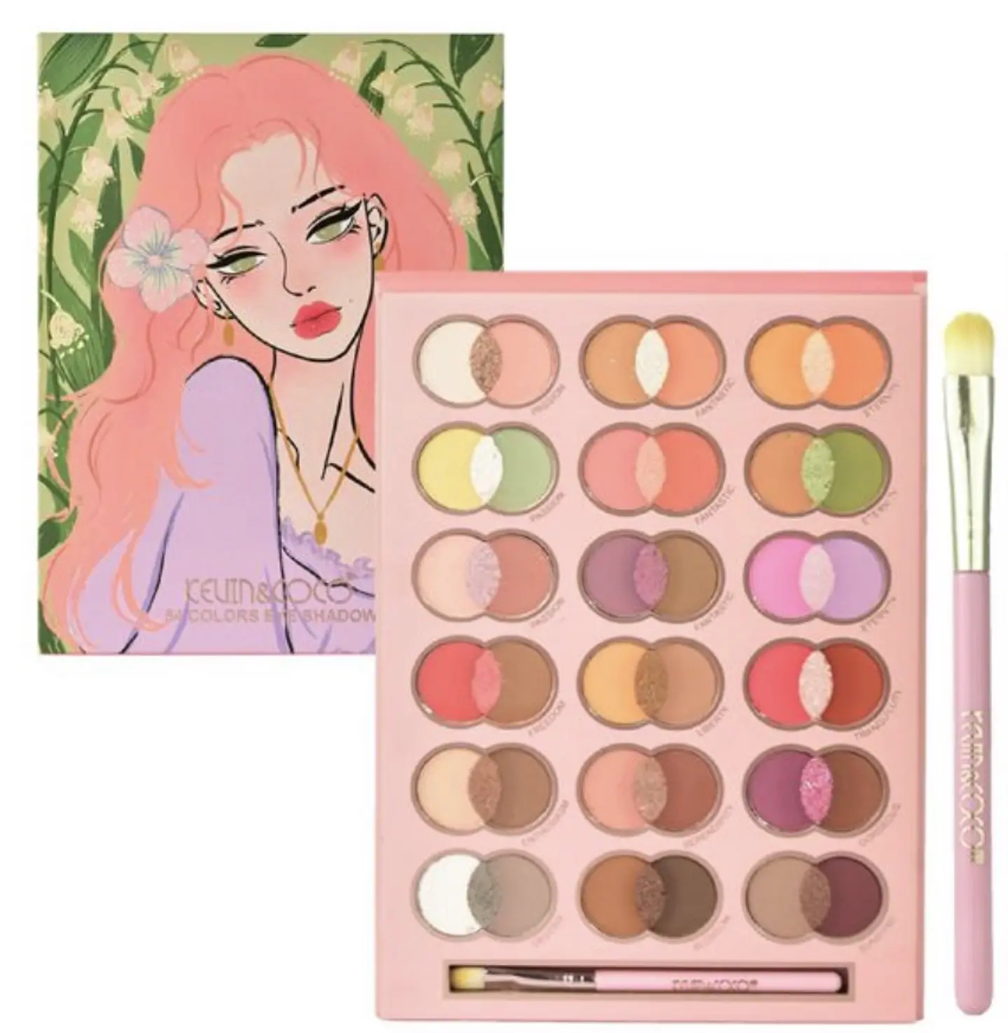 Paleta de Sombras Kevin & Coco 54 Colores con Pincel 3