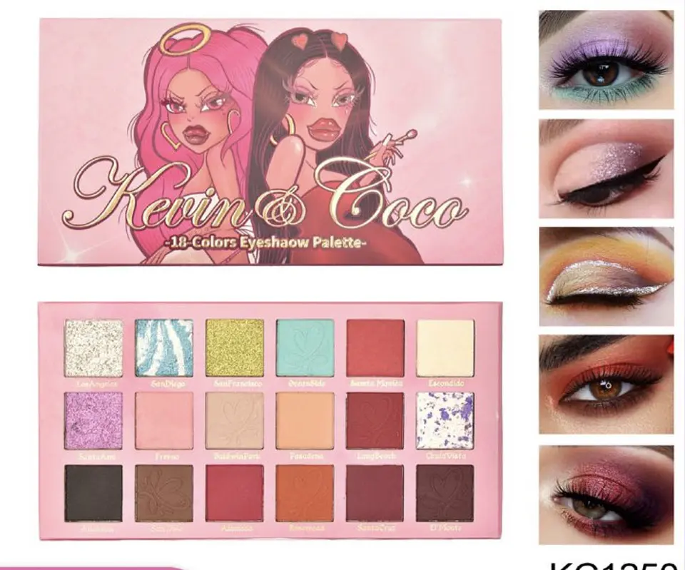 Paleta de Sombras Kevin & Coco 18 Colores – Tonos Rosados y Vibrantes 1