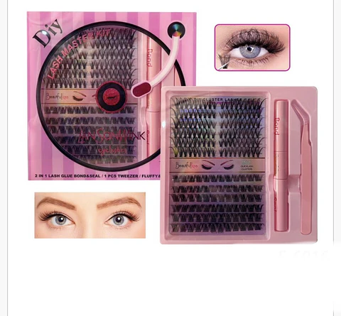 Kit de Pestañas Cluster DIY Beautifulkiss Lash Master + Bond & Seal + Pinza