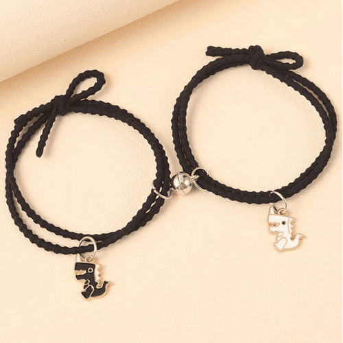 2 Pulseras Magnéticas Dinosaurio Negro y Blanco