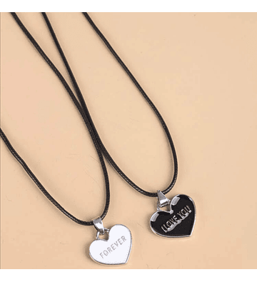 2 Collares Corazones Forever Love You