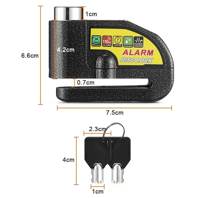 candado disco con alarma para moto o bicicleta 