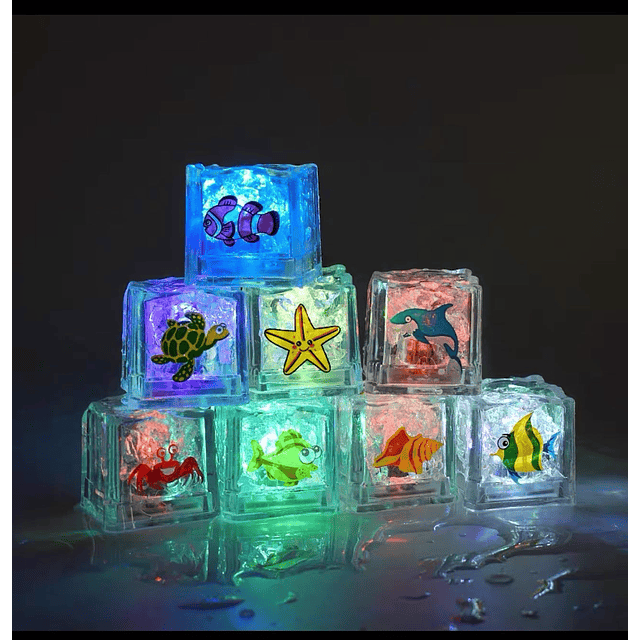 Juguete Baño Set 8 Pcs Cubitos De Hielo Con Luz