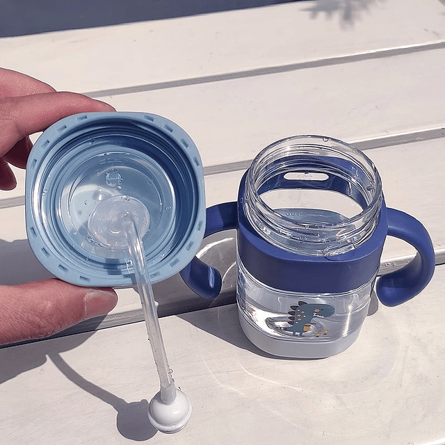 Botella Vaso Agua Para Bebé Con Boquilla Aprendizaje Silicona 