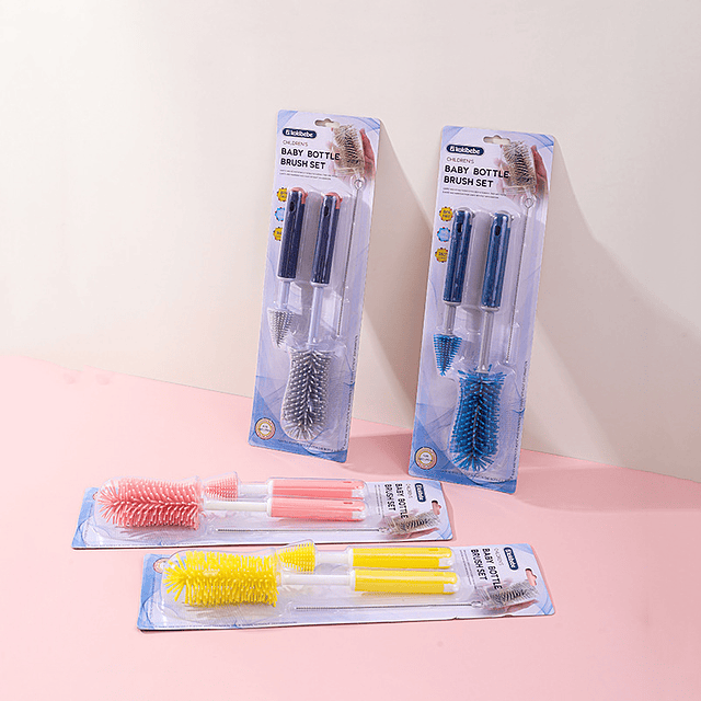 Set Cepillos Silicona Limpieza De Mamaderas