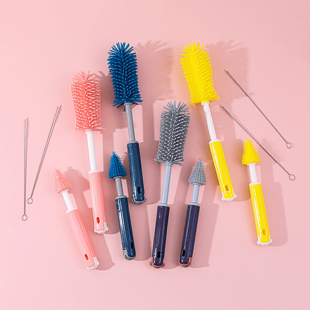 Set Cepillos Silicona Limpieza De Mamaderas