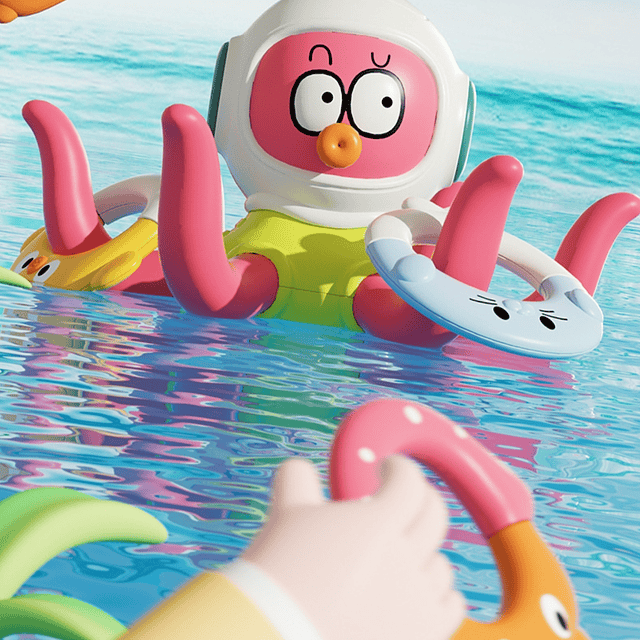 Juguete Agua Baño Ducha Juego de Aros Diseño Pulpo