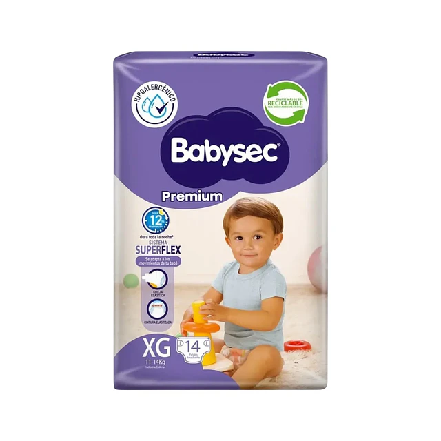 Pañal BabySec Premium Talla XG 14unid