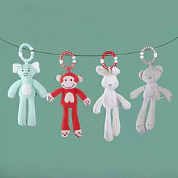 Peluche Sonajero Apego Diseño Mono, Conejo y Elefante 