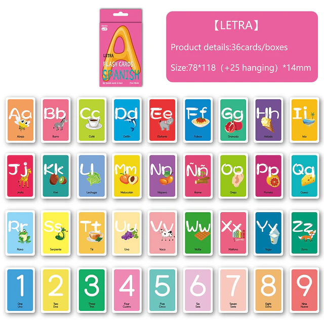 Tarjetas de vocabulario con imágenes Español e Inglés 