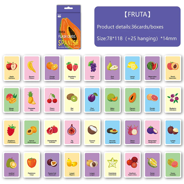 Tarjetas de vocabulario con imágenes Español e Inglés 