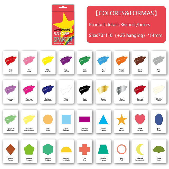 Tarjetas de vocabulario con imágenes Español e Inglés 