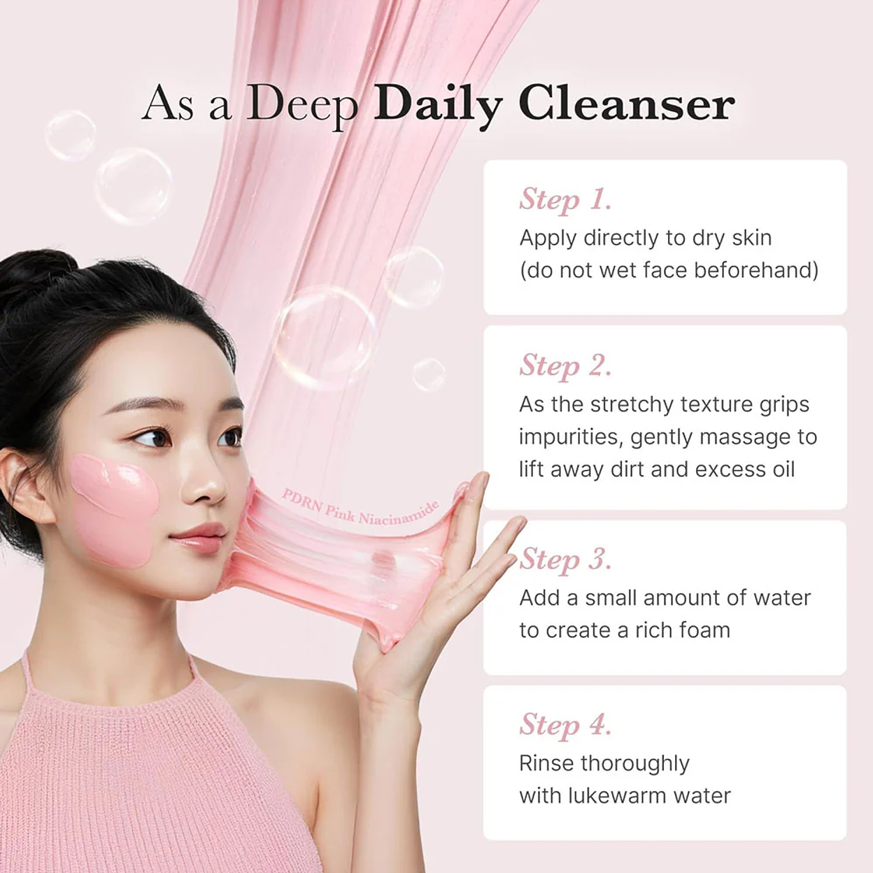 medicube - Limpiador PDRN Pink Niacinamide Whip Cleanser 120g 3